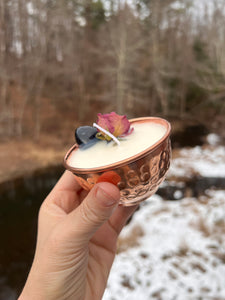 Blue Goldstone + Rose Spell Candle