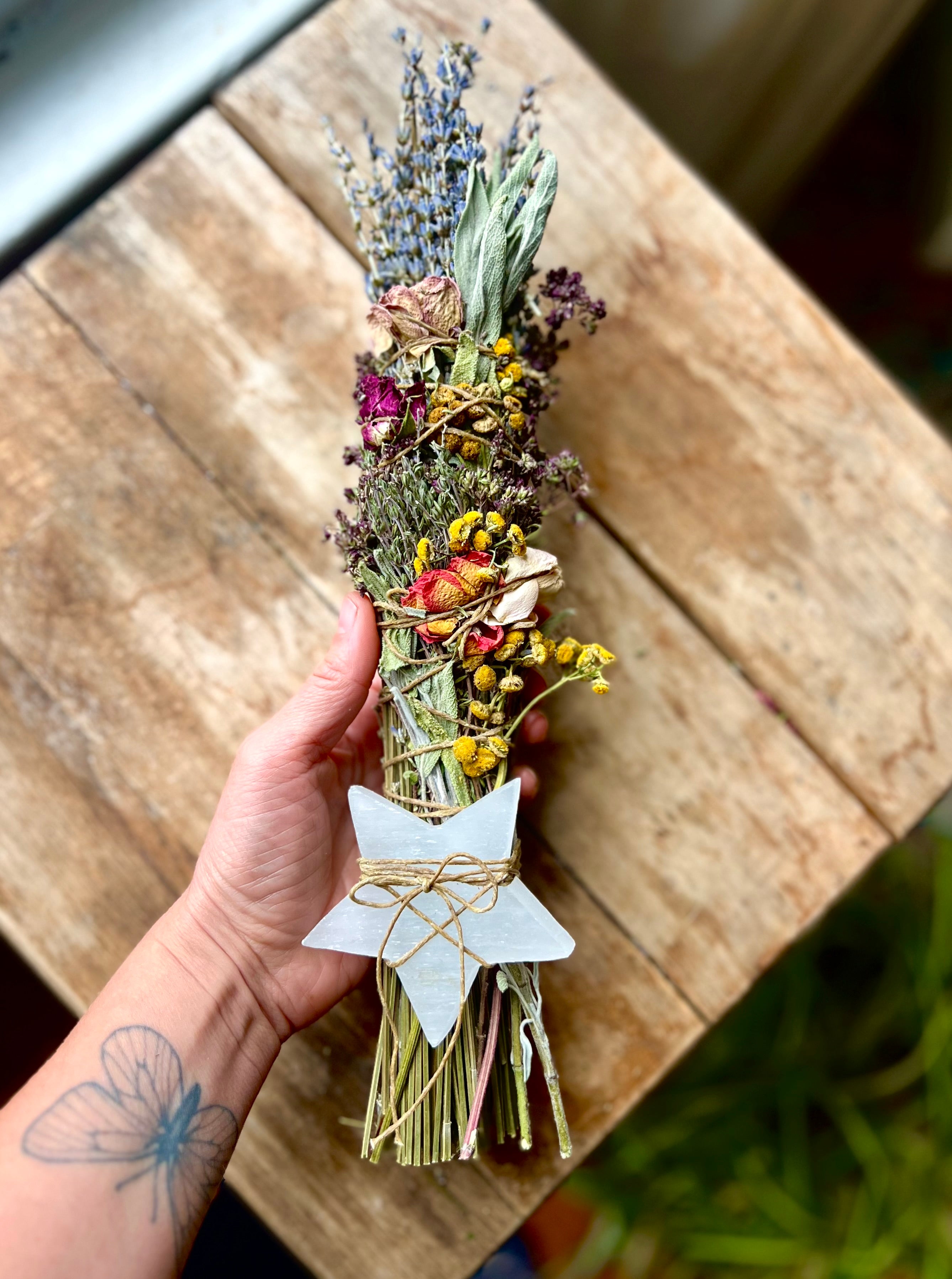 DIY XL Burnable Bouquet Ritual Kit – Lavender, Herbs, Florals & Selenite Star