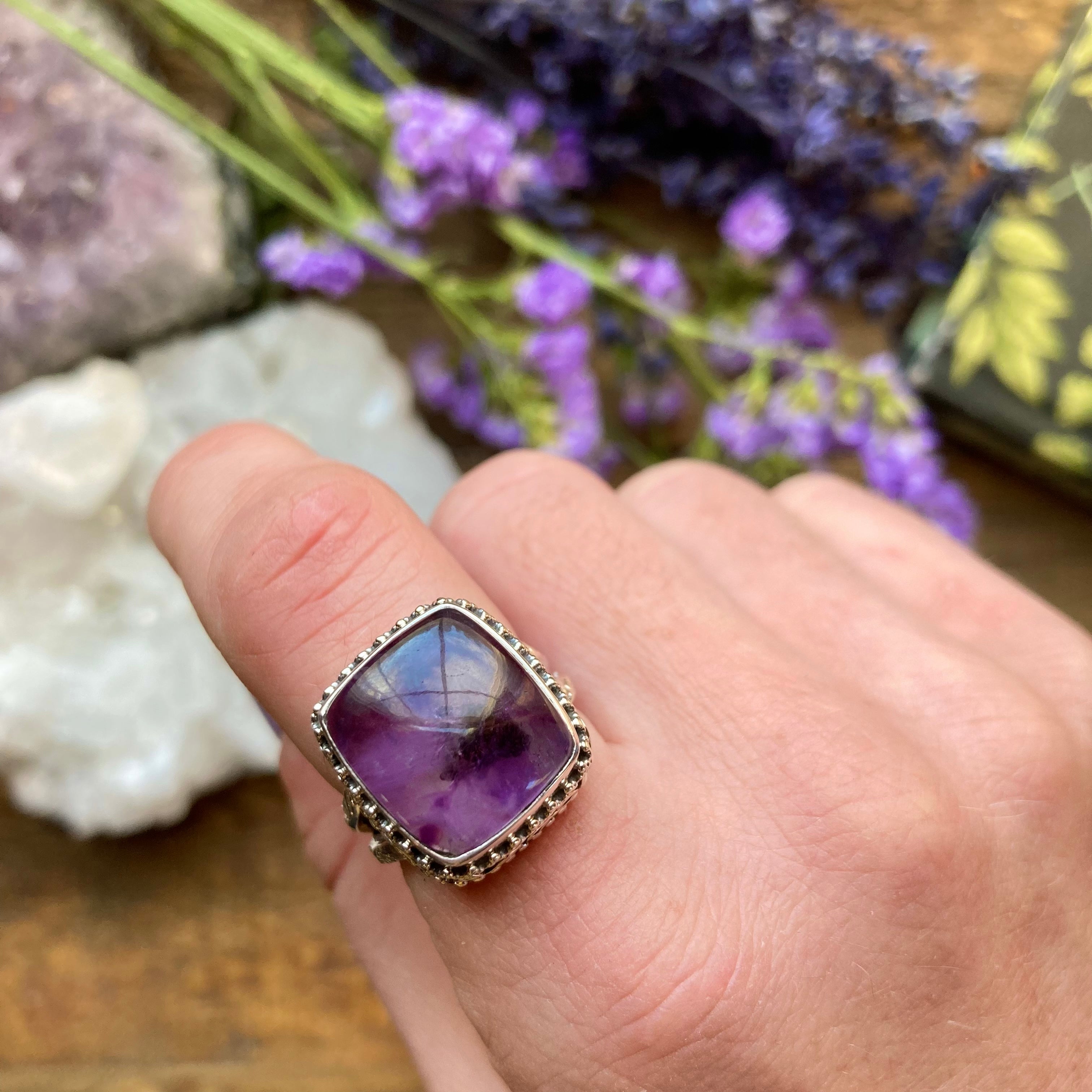 Atomic Amethyst Rings ☆ Positivity + Intuition – The Mossy Apothecary